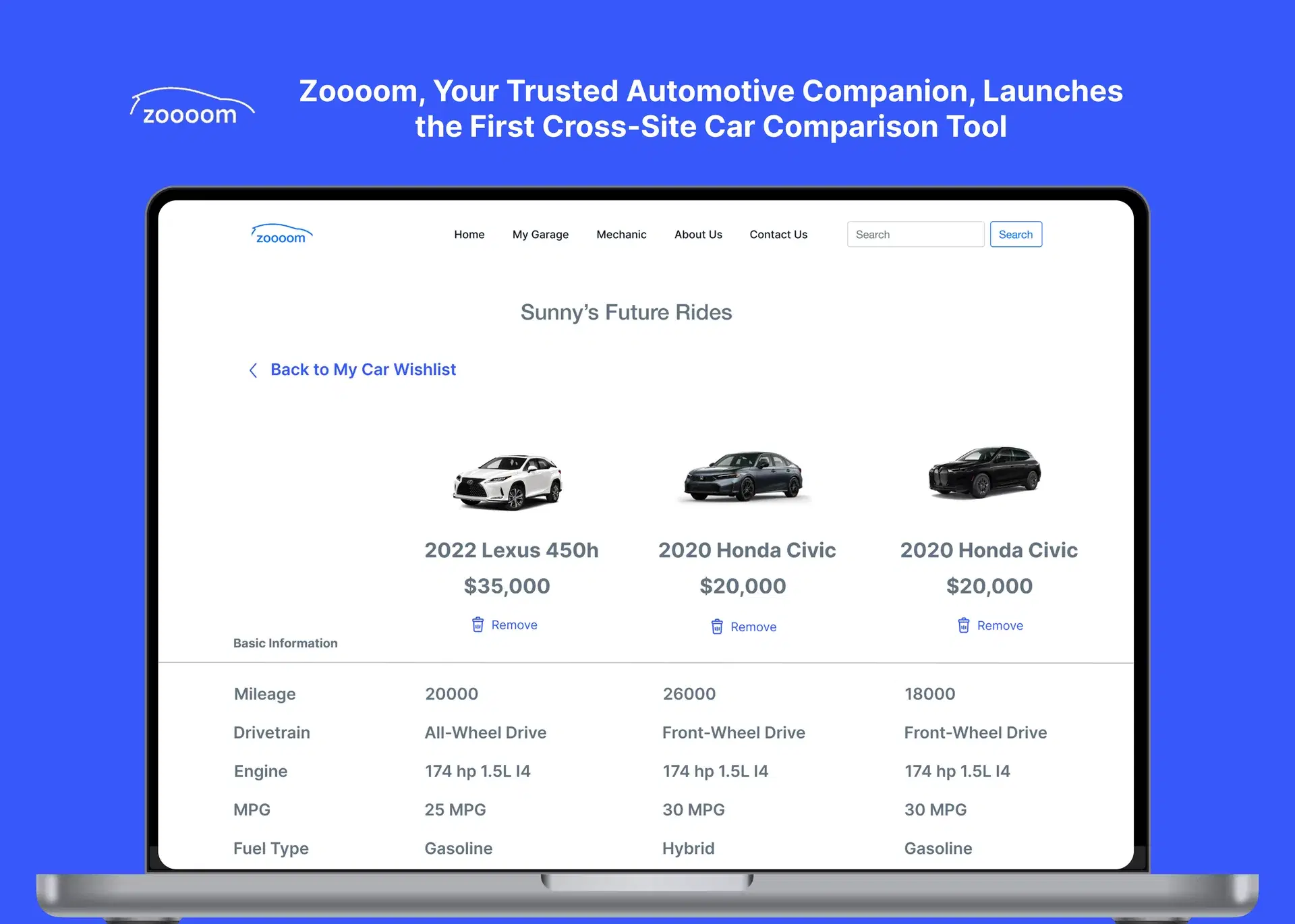 Zoooom Car Comparison Engine illustration